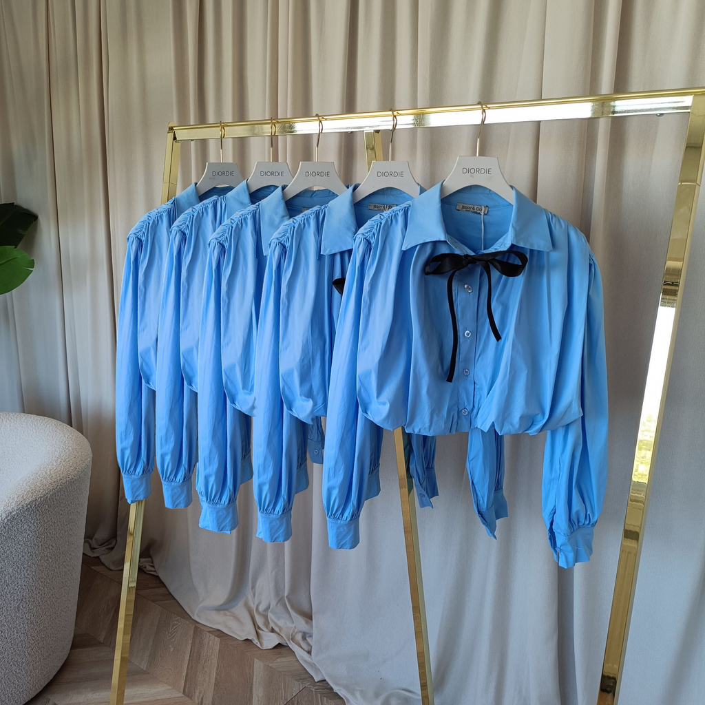 blue ballon blouse