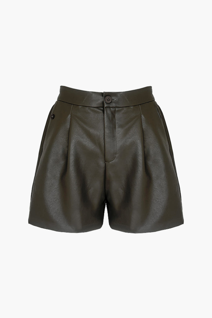 Leather short choco