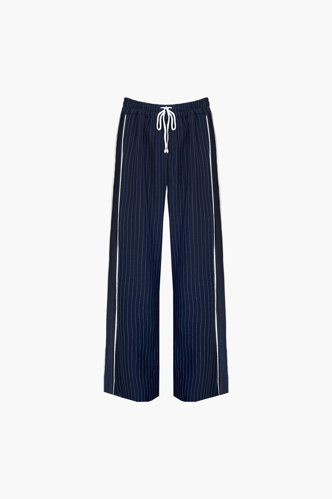 striped pantalon blue